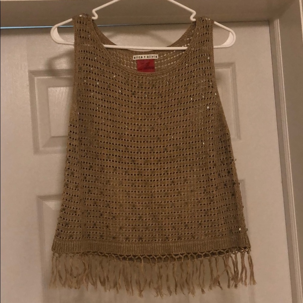 Alice + olivia crochet tank top